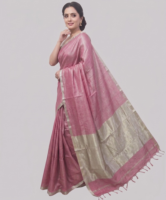 Pink Kota Viscose Silk Saree with Tissue Pallu