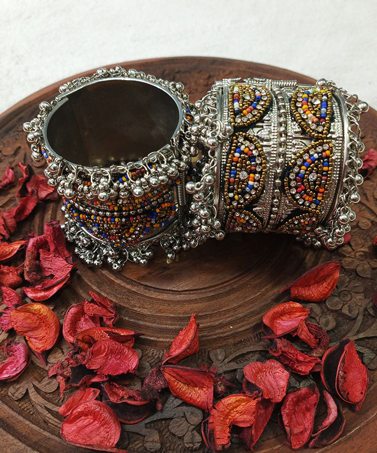 Silver Oxidized Women's Bracelet | Peepal Clothing