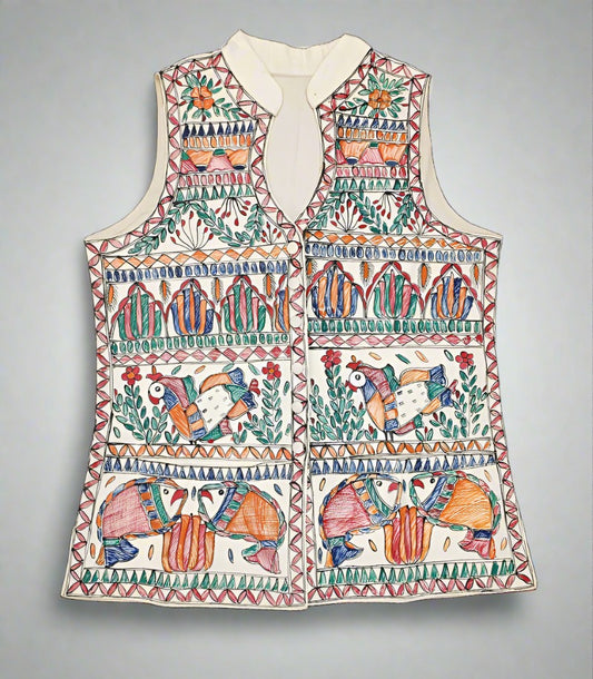 Vibrant Mithila Cotton Waistcoat