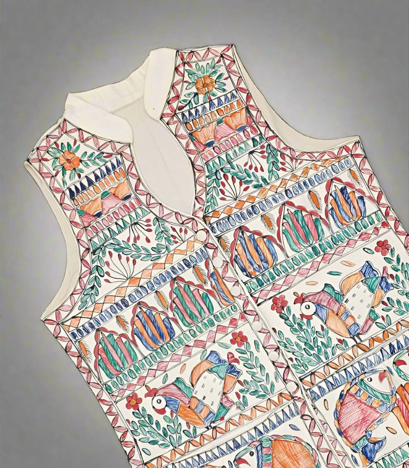 Vibrant Mithila Cotton Waistcoat