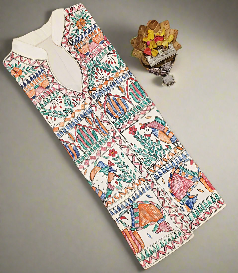 Vibrant Mithila Cotton Waistcoat