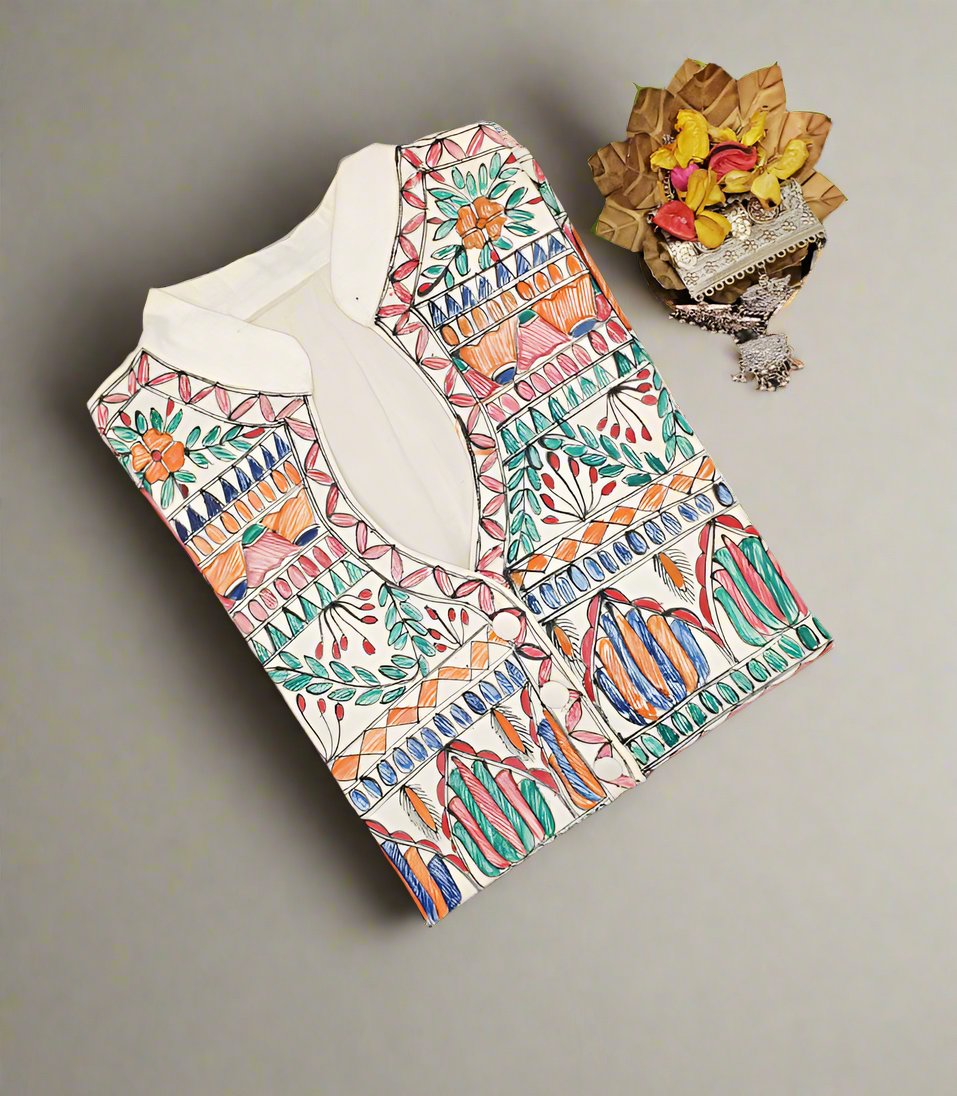 Vibrant Mithila Cotton Waistcoat