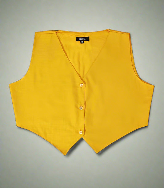 Mustard Women Waistcoat | Peepal Clothing