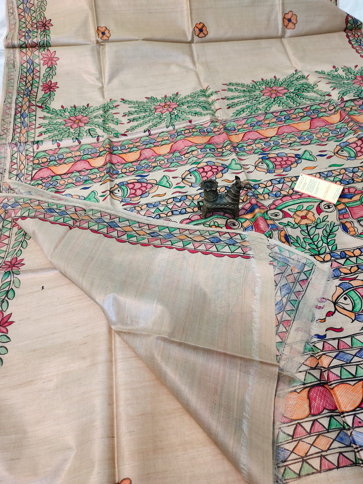 Shop Madhubani Hand Painted Saree Online at www.peepalclothing.com