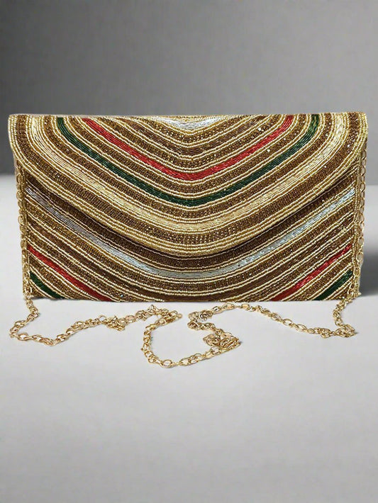 Beige Embroidered Clutch | Peepal Clothing