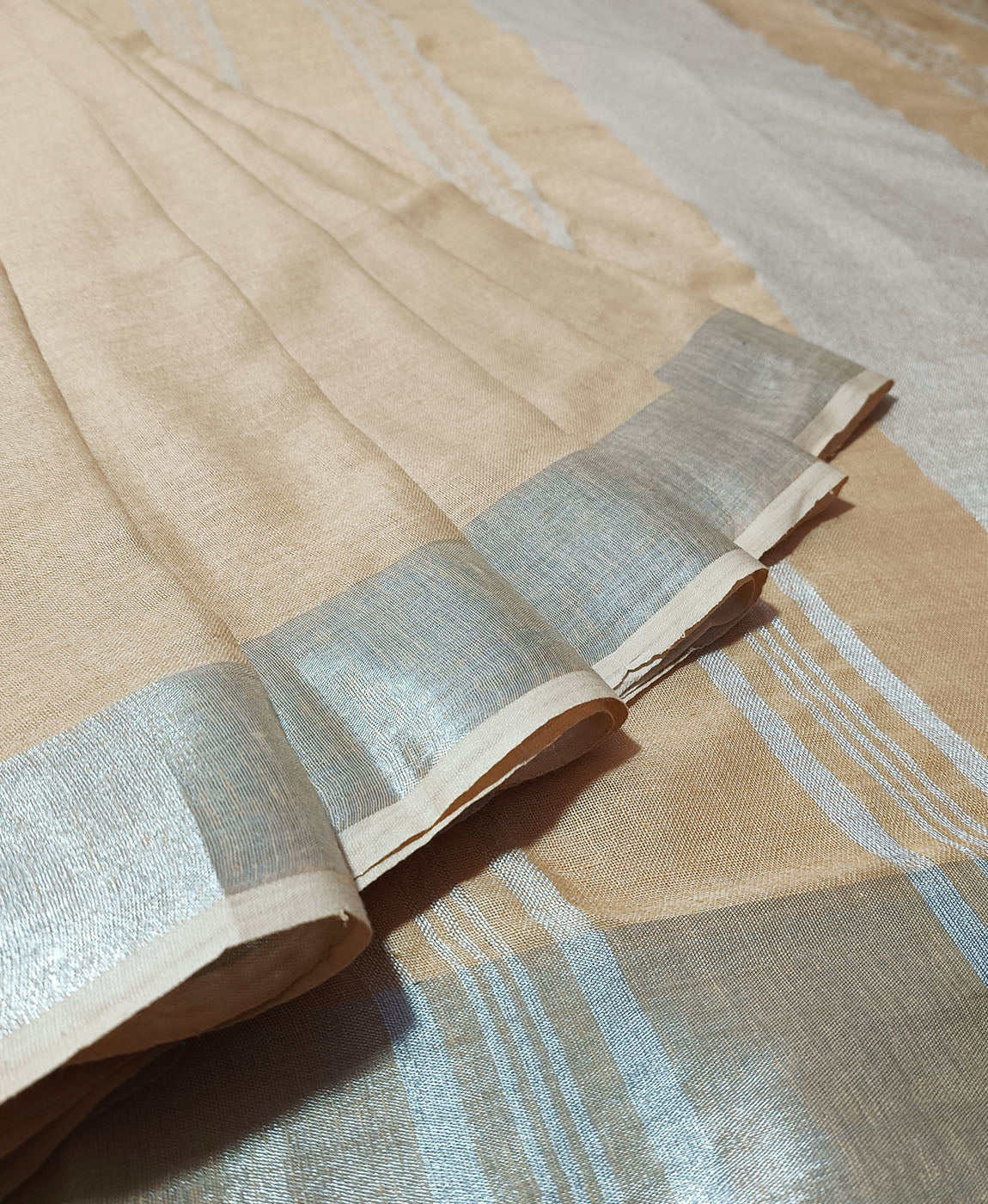 Beige Linen Saree