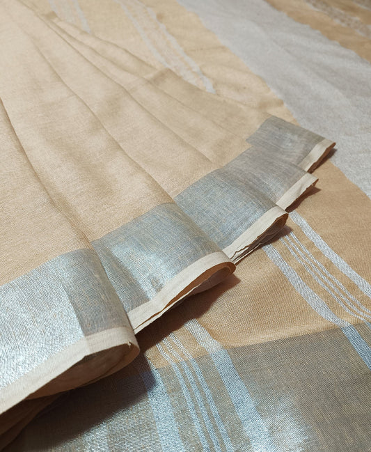 Beige Linen Saree