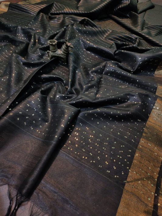 Black Kota Viscose Saree | Peepal Clothing