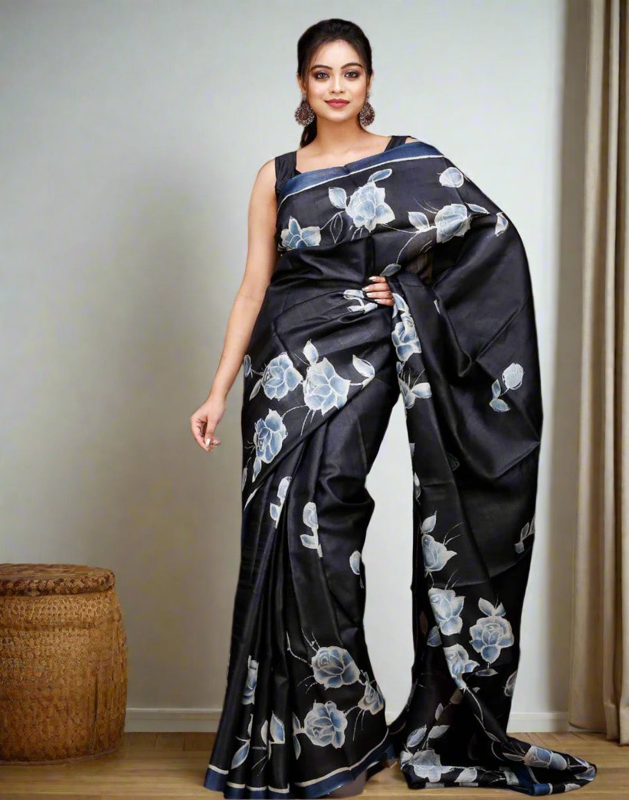Black Kalamkari Saree| Peepal Clothing