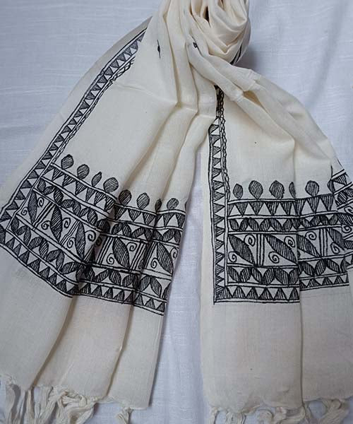 White Cotton Stole | Peepal Clothing