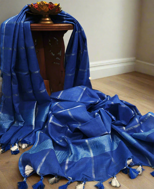 Blue Cotton Slub Dupatta | Peepal Clothing