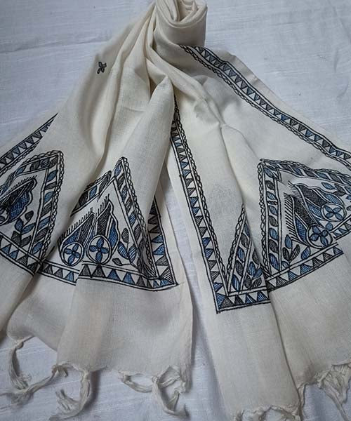 Madhubani Painted Stole | Peepal Clothing