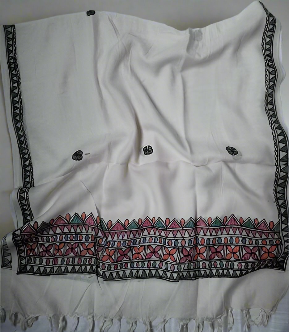 Madhubani Painted Cotton Stole | Peepal Clothing