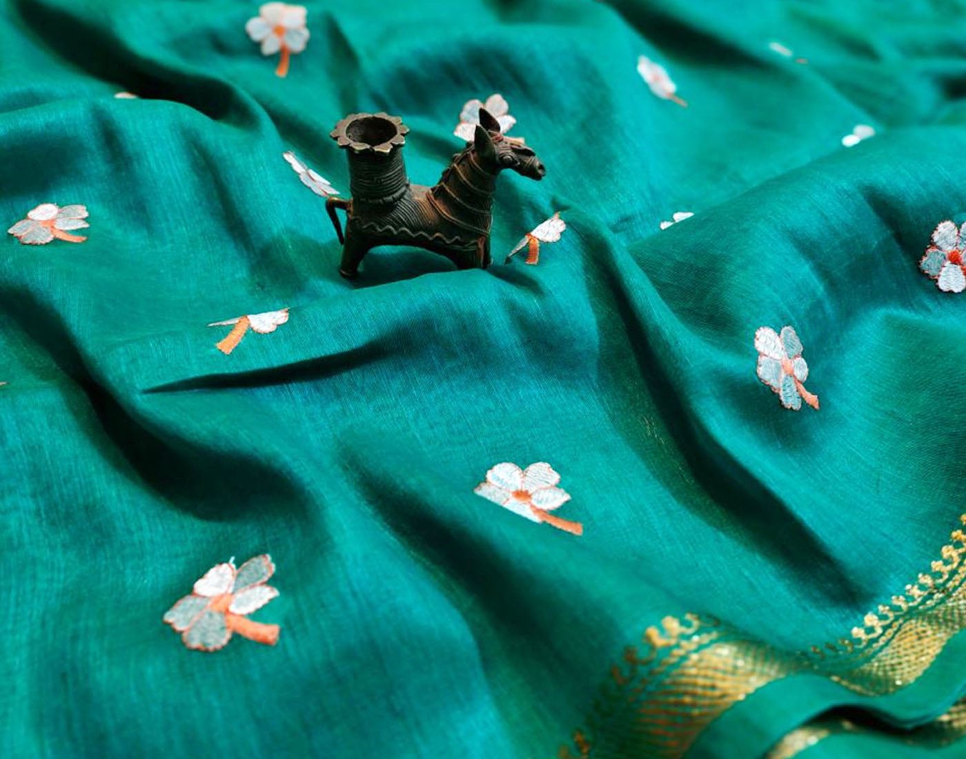 Pure Silk Linen Saree | Peepal Clothing