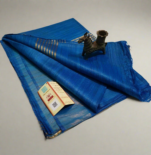Buy Pure Tusaar Ghicha Silk Saree online- Peepal Clothing. Click now to checkout the collections of handloom silk sarees and on-going discounts.