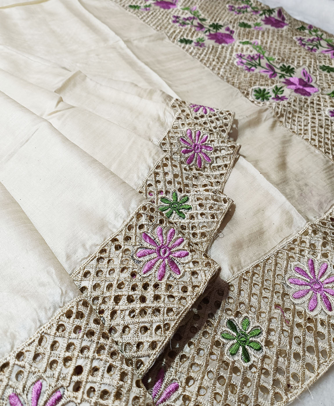 Hand Cutwork Silk Saree | Peepal Clothing
