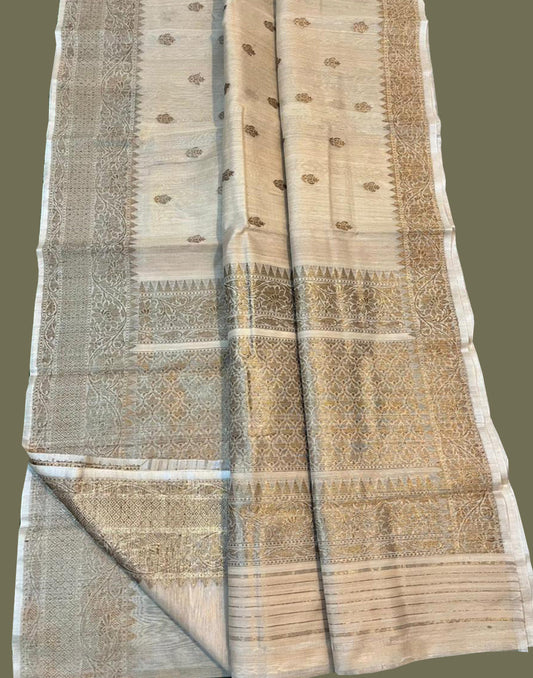 Daisy Pure Tussar Banarasi Silk Saree | Peepal Clothing