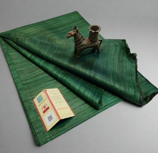 Buy Pure Tusaar Ghicha Silk Saree online- Peepal Clothing. Click now to checkout the collections of handloom silk sarees and on-going discounts.