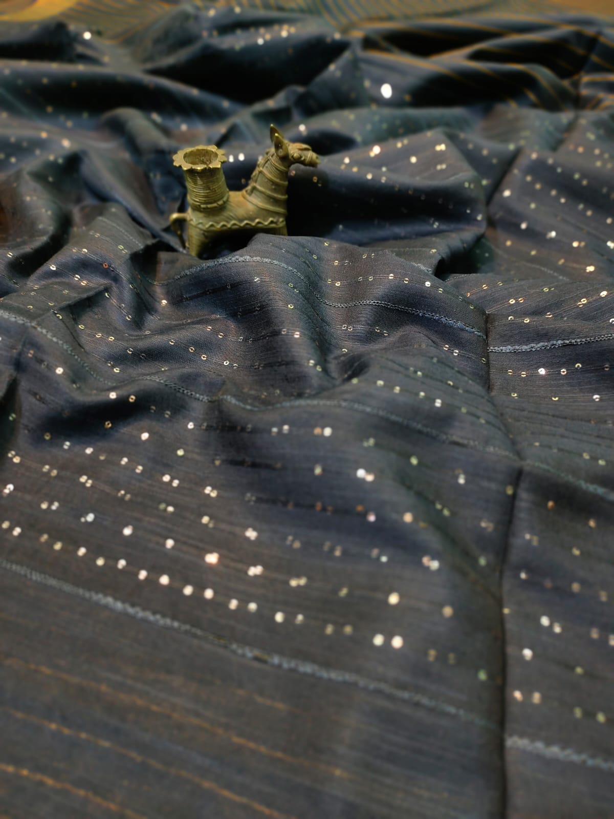 Dark Grey Kota Viscose Saree | Peepal Clothing
