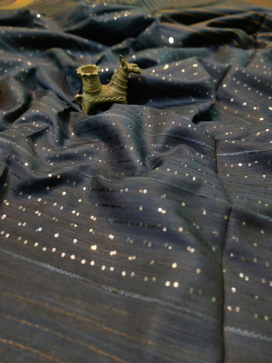 Dark Grey Kota Viscose Saree | Peepal Clothing