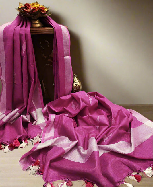 Dark Pink Cotton Slub Dupatta | Peepal Clothing