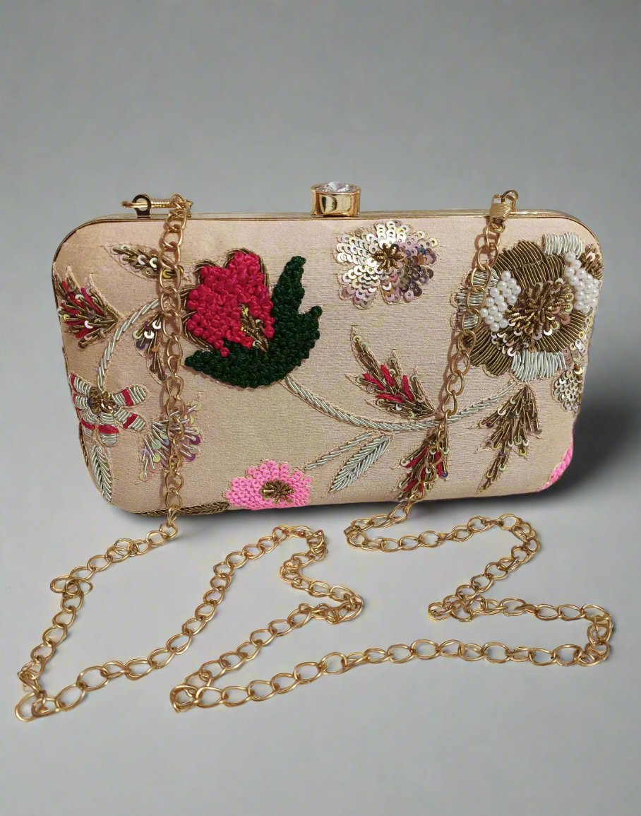 Embellished Baby Pink Clutch | Peepal Clothing