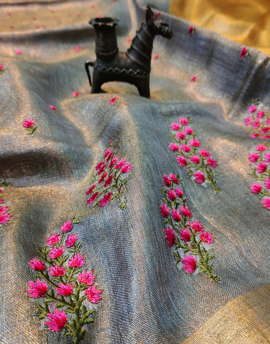 Tissue linen saree | Peepal Clothing