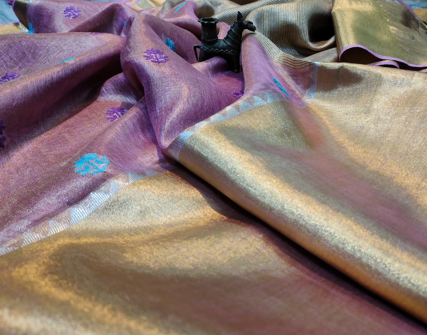 Tissue linen saree | Peepal Clothing