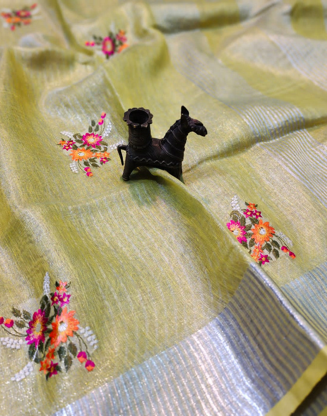 Tissue linen saree | Peepal Clothing
