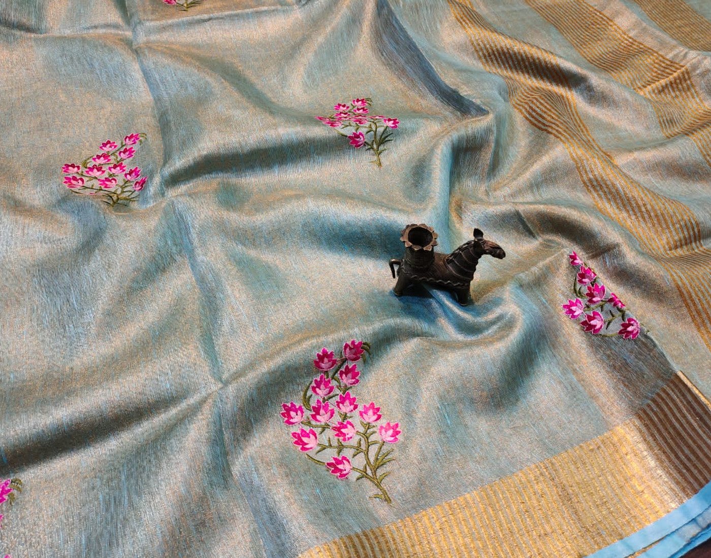 Tissue linen saree | Peepal Clothing