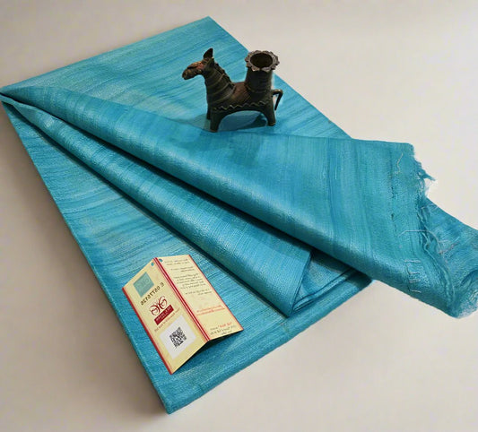 Buy Pure Tusaar Ghicha Silk Saree online- Peepal Clothing. Click now to checkout the collections of handloom silk sarees and on-going discounts.