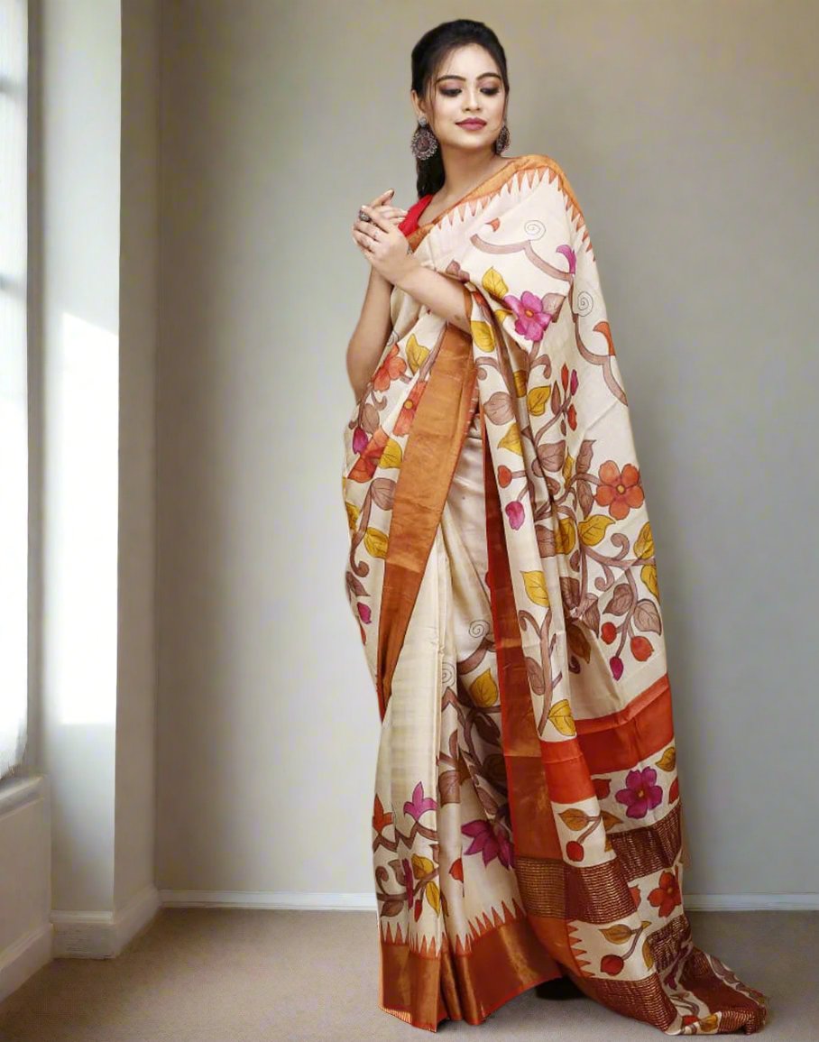 Kalamkari Silk Saree| Peepal Clothing