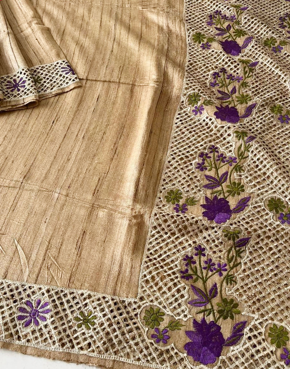 Cutwork Silk Saree | Peepal Clothing