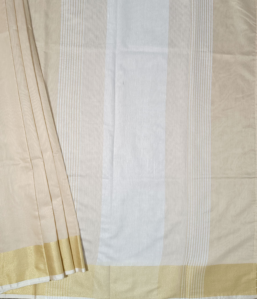 Golden Zari Border Silk Saree | Peepal Clothing