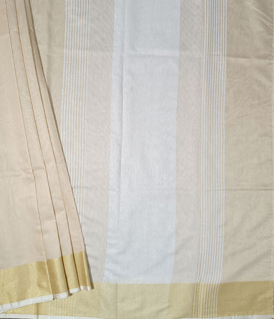 Golden Zari Border Silk Saree | Peepal Clothing