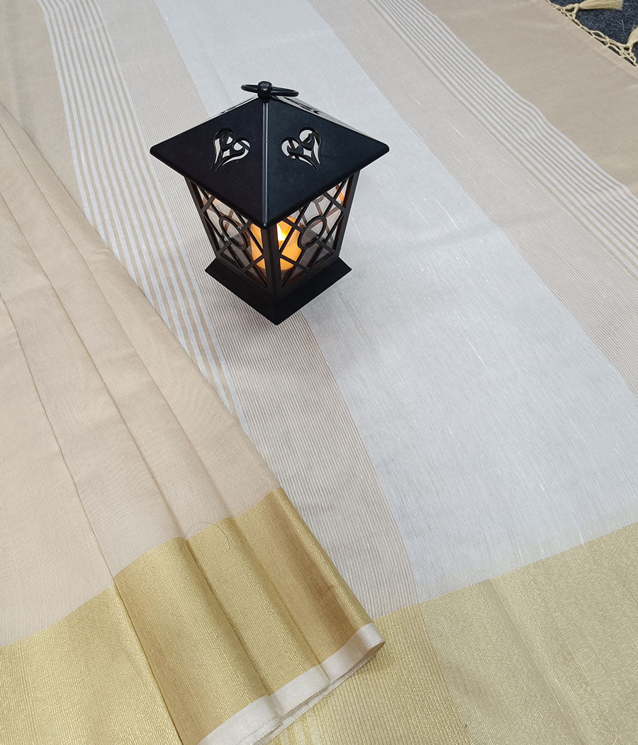 Golden Zari Border Silk Saree | Peepal Clothing
