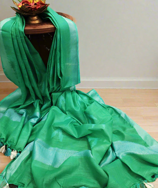 Green Cotton Slub Dupatta | Peepal Clothing