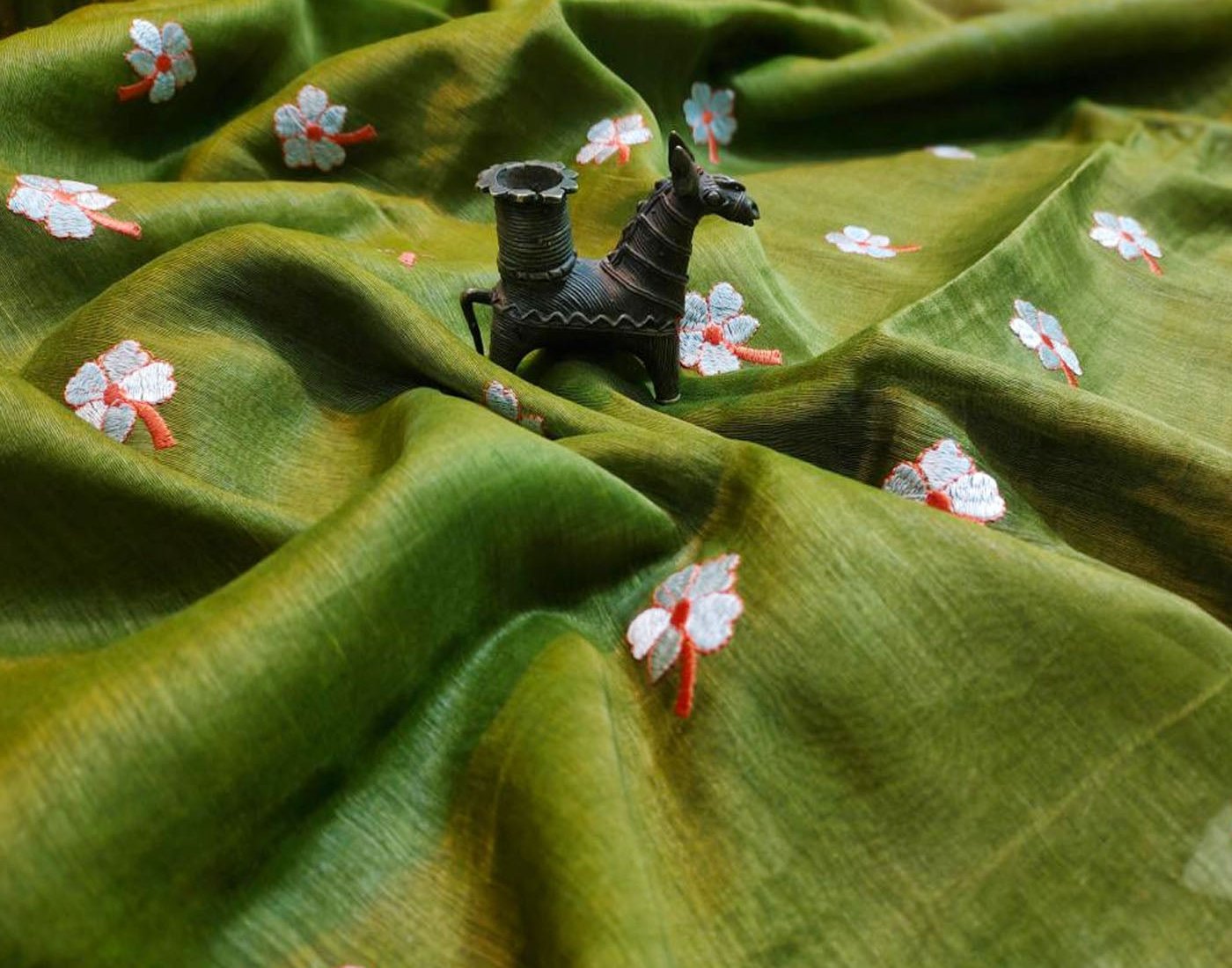 Pure Silk Linen Saree | Peepal Clothing