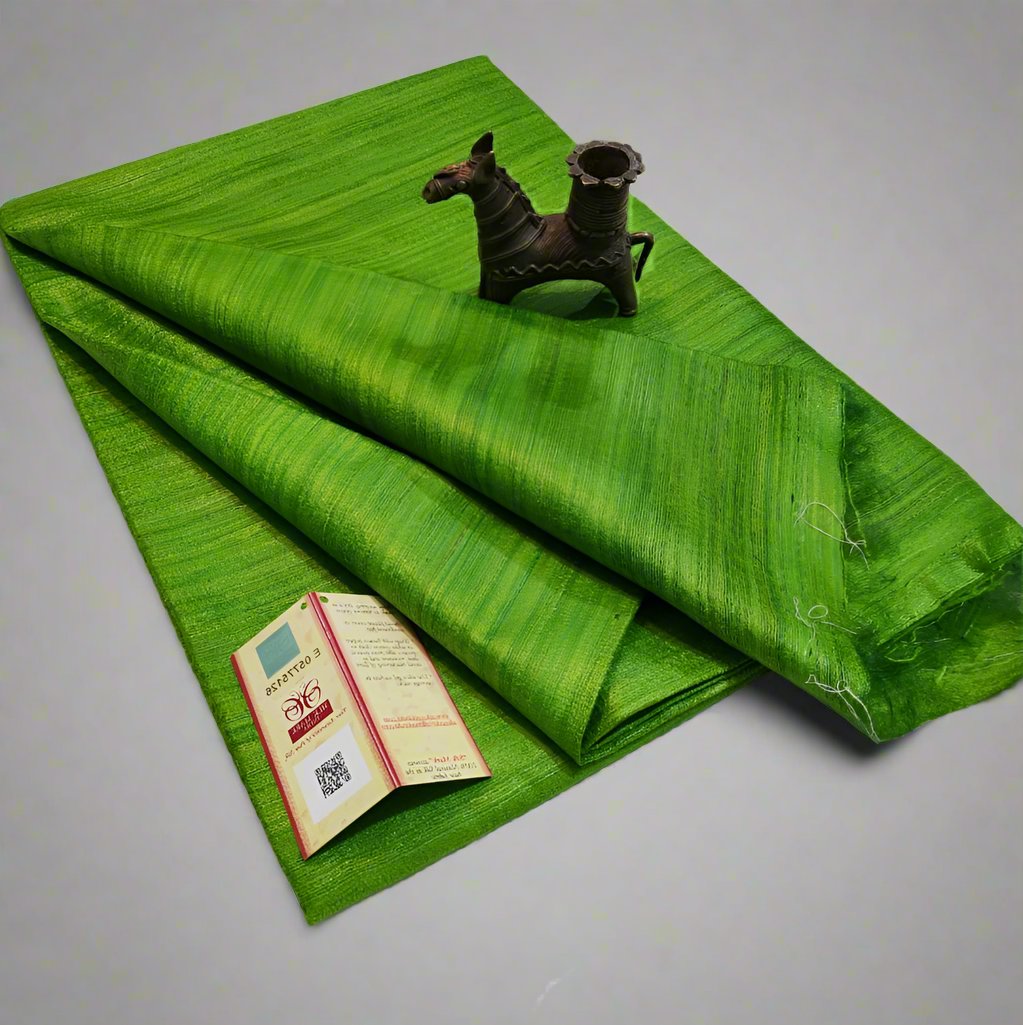 Buy Pure Tusaar Ghicha Silk Saree online- Peepal Clothing. Click now to checkout the collections of handloom silk sarees and on-going discounts.