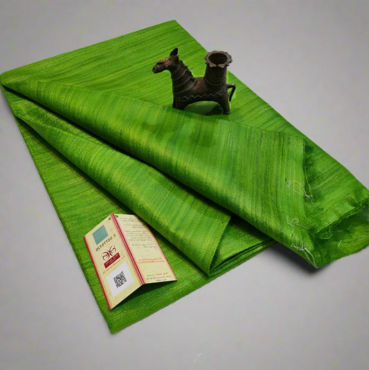 Buy Pure Tusaar Ghicha Silk Saree online- Peepal Clothing. Click now to checkout the collections of handloom silk sarees and on-going discounts.