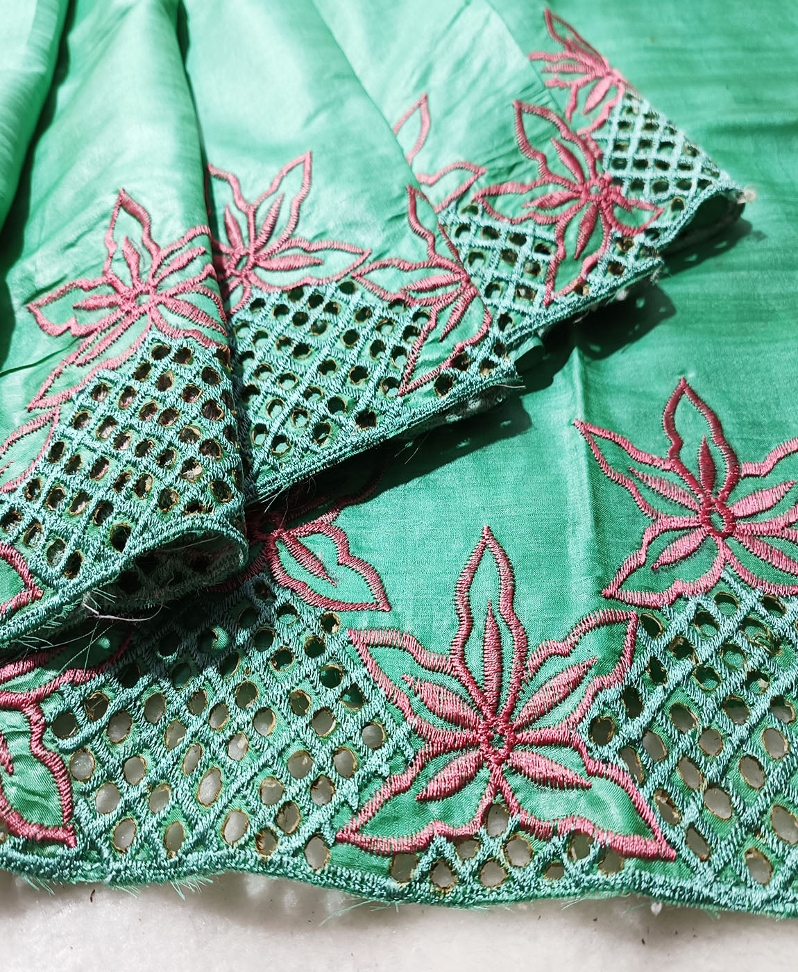 Hand Cutwork Silk Saree | Peepal Clothing