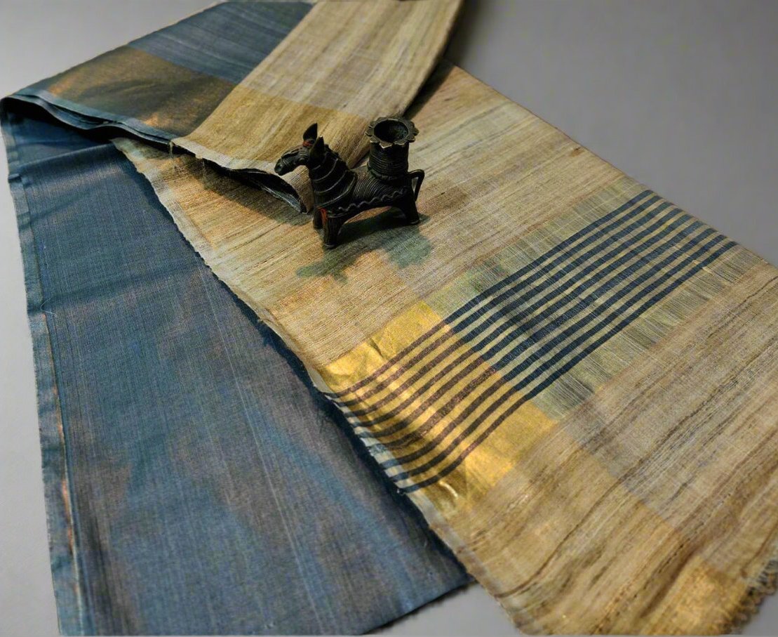 Koria Tussar Ghicha Silk Saree| Peepal Clothing