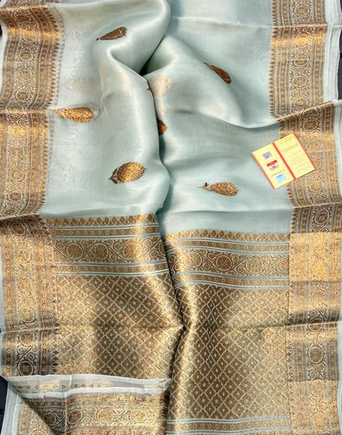 Grey Banarasi Pure Khaddi Organza Silk Saree | Peepal Clothing