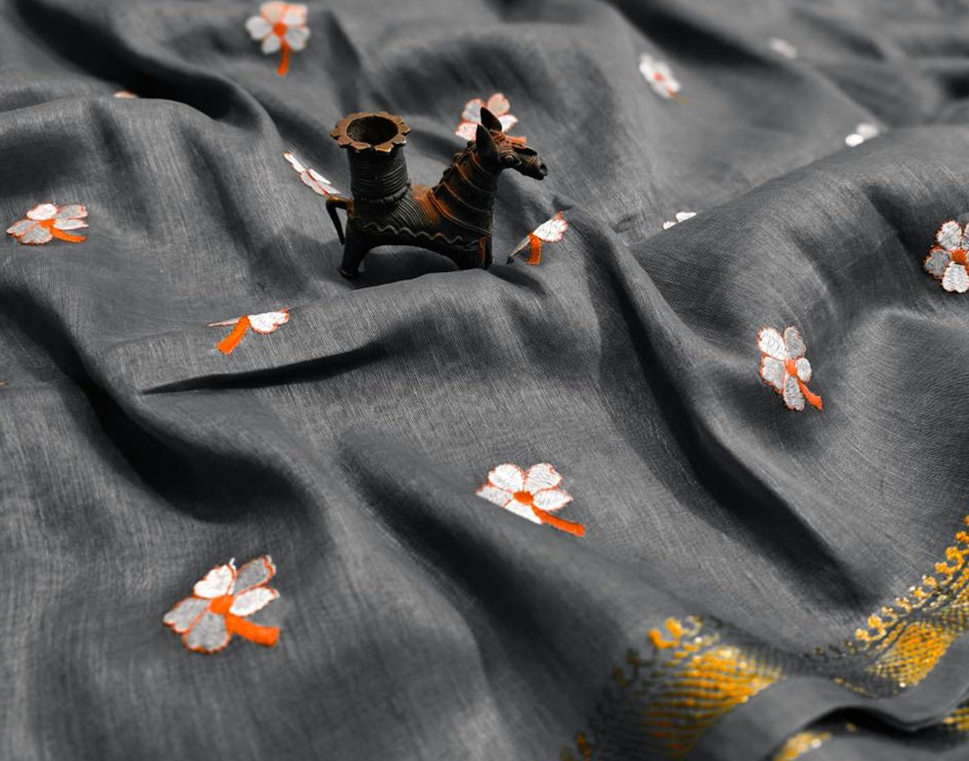 Pure Silk Linen Saree | Peepal Clothing