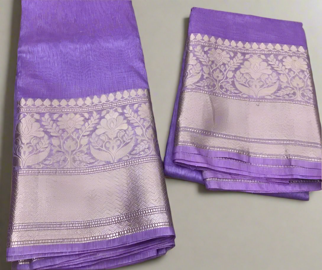 Banarasi Silk Linen Saree www.peepalclothing.com