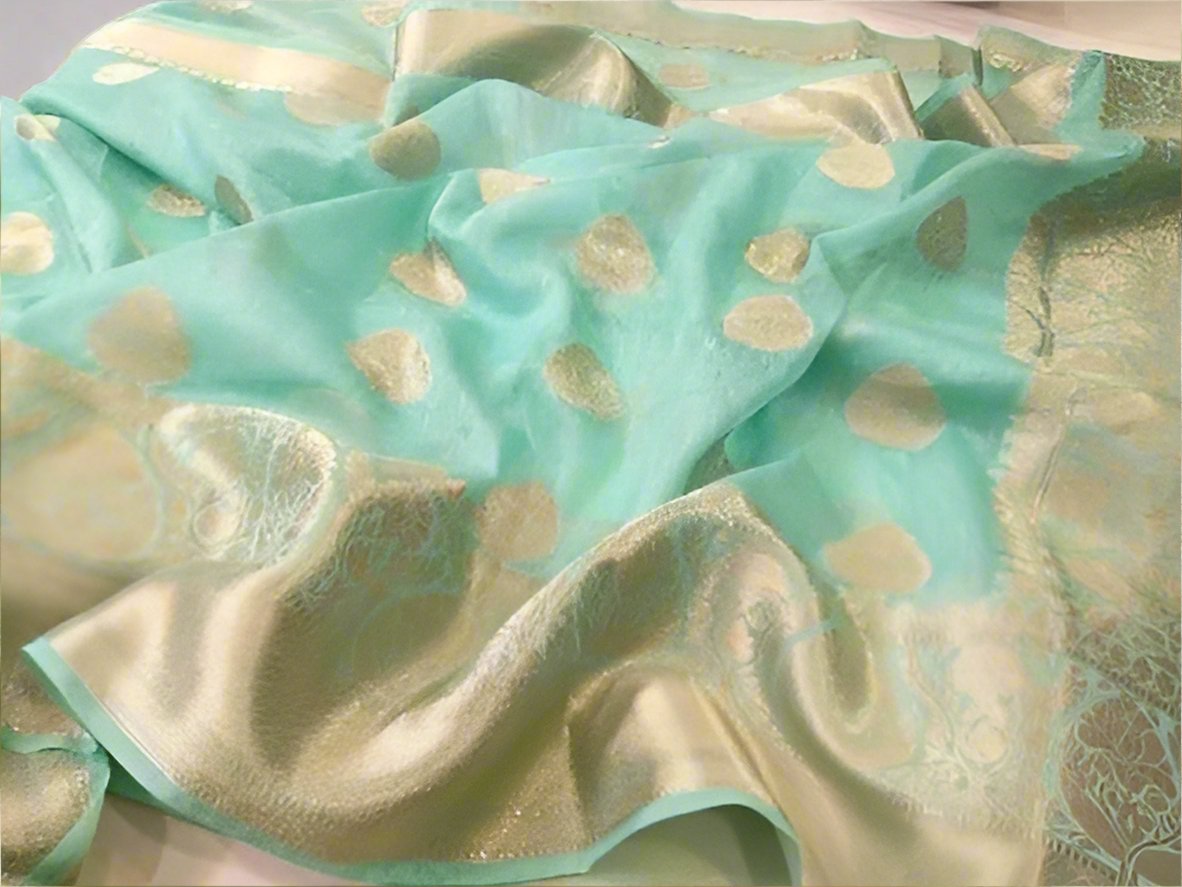 Banarasi Silk Linen Saree www.peepalclothing.com