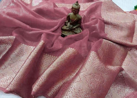 Silk linen Saree www.peepalclothing.com
