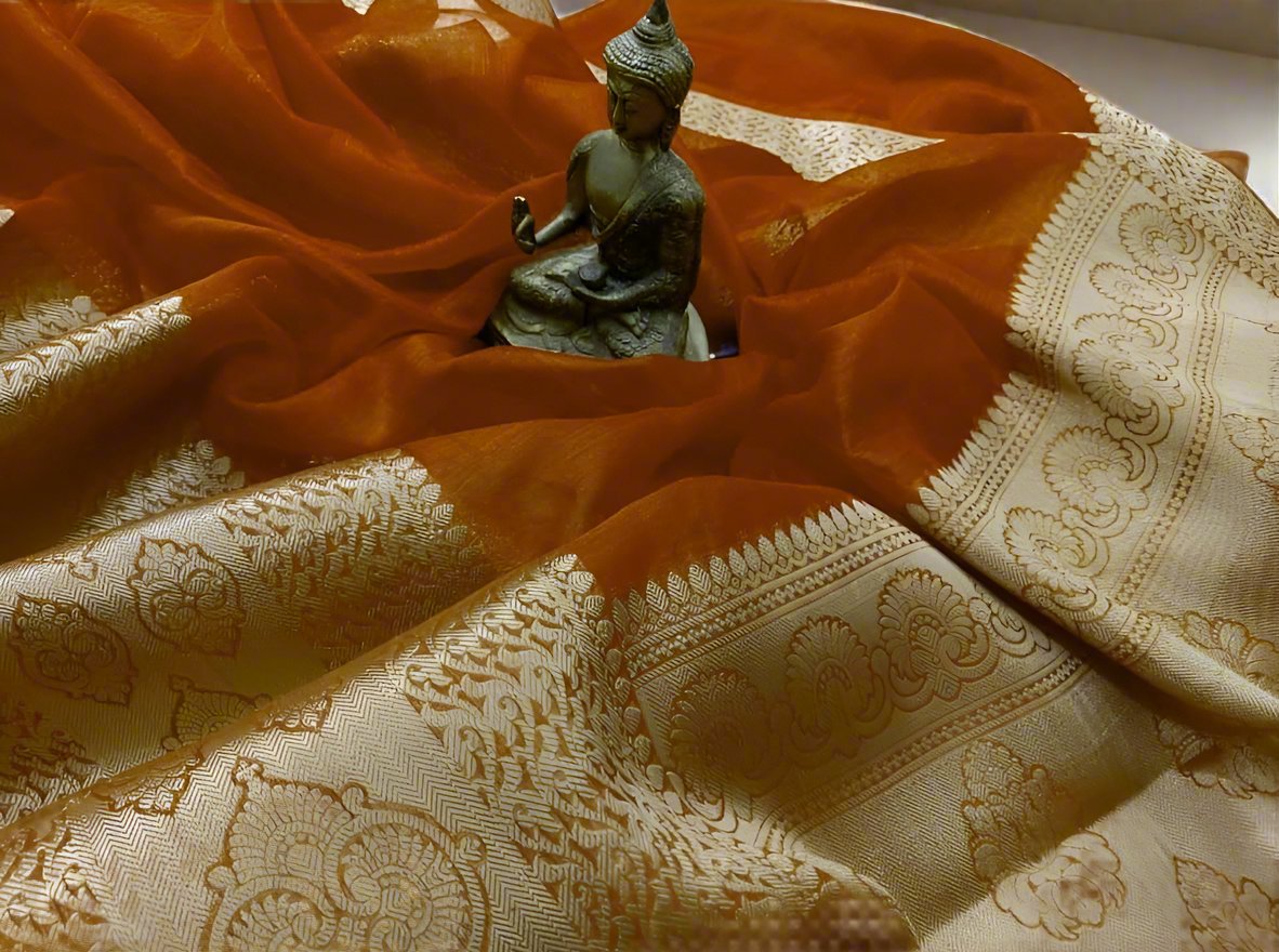 Banarasi Silk Linen Saree www.peepalclothing.com