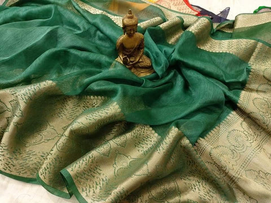Banarasi Silk Linen Saree www.peepalclothing.com
