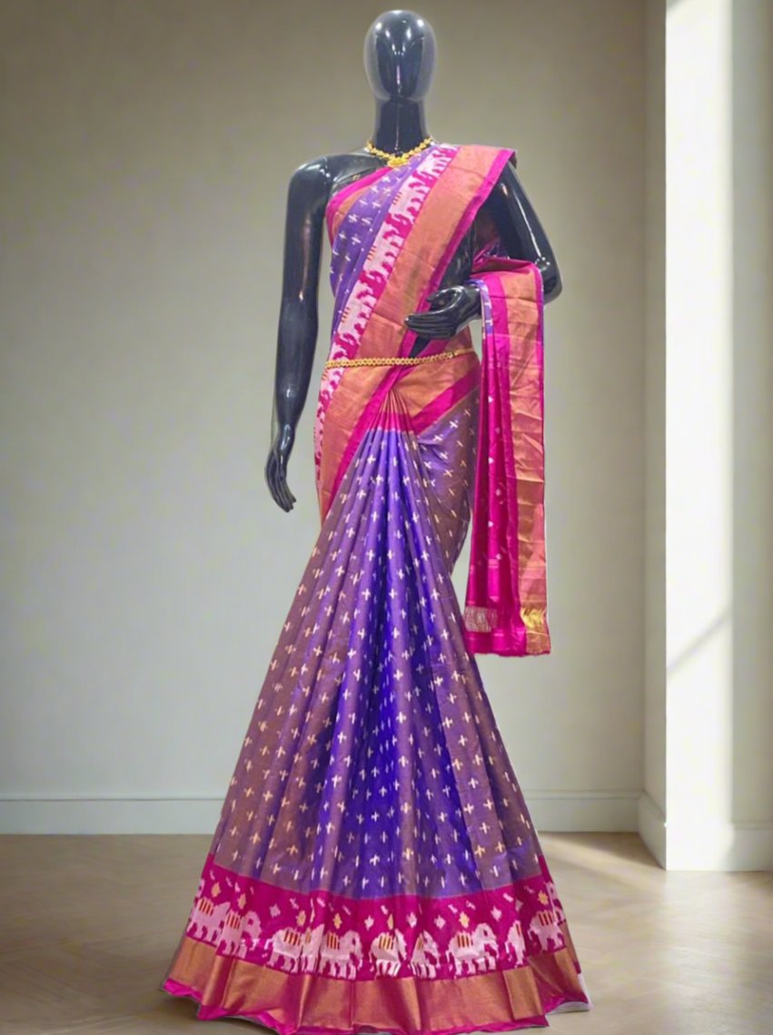 Purple Pochampally Ikkat Silk Saree – Peepal Clothing